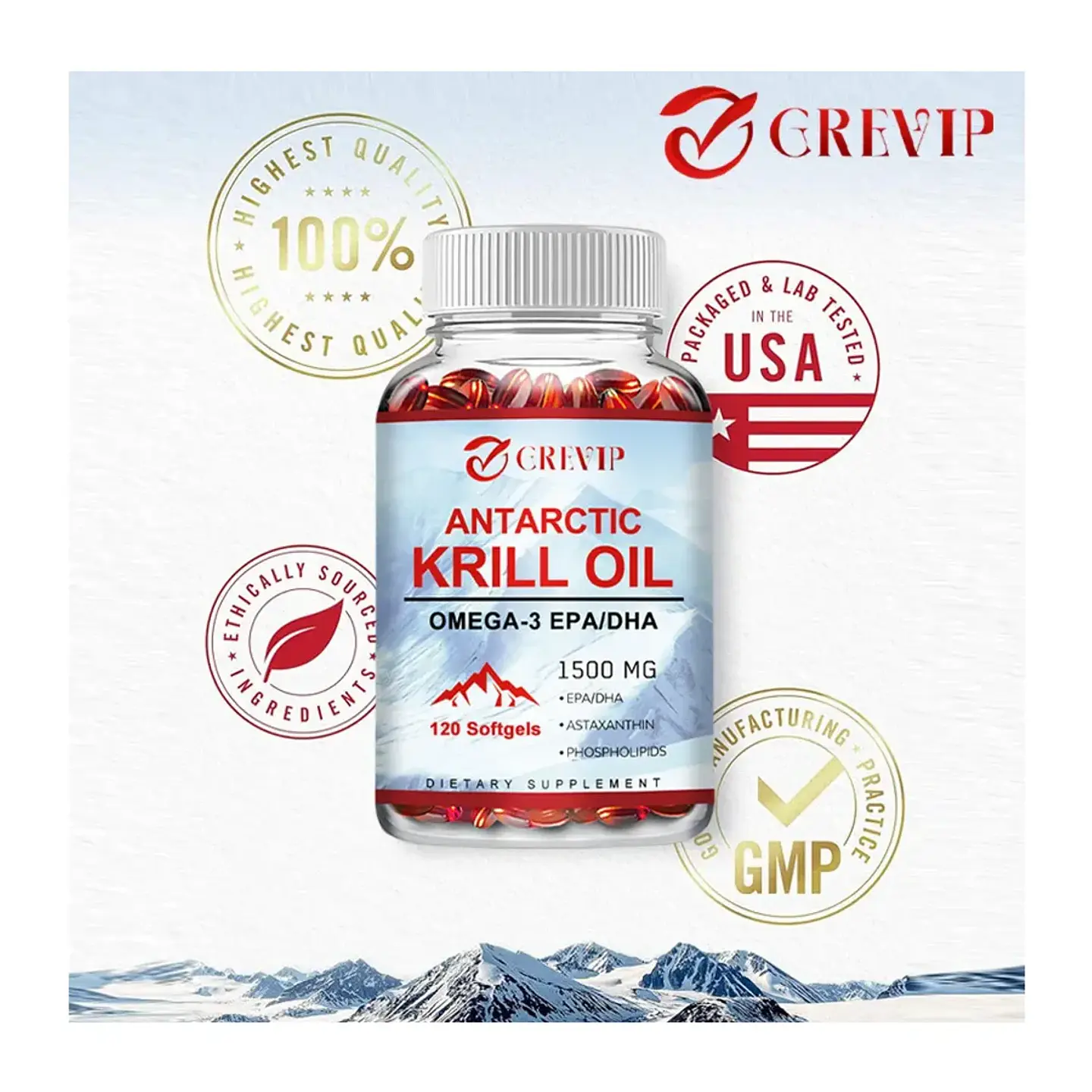 Antarctic Krill Oil Omega 3 Aceite De Krill 1500mg 120 Caps 6