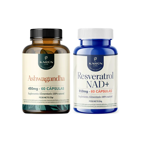 Pack Ashwagandha Y Resveratrol NAD+ 120 Cápsulas Karun Life