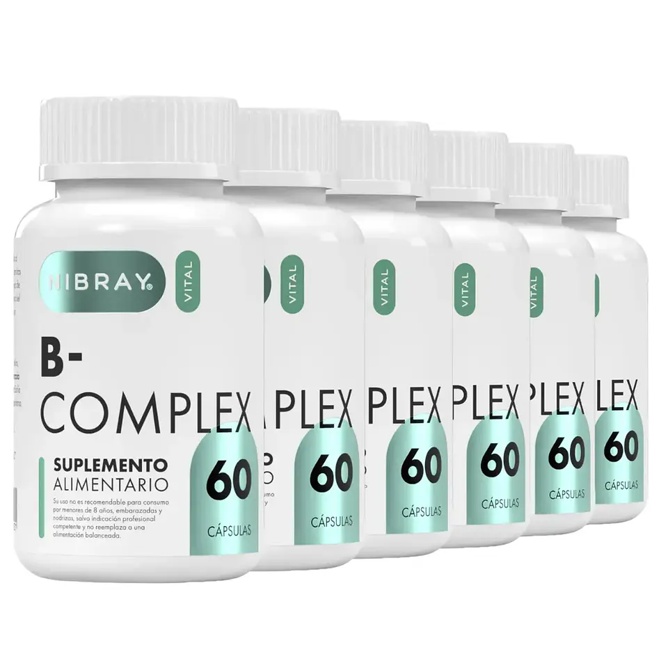 Complejo B L-triptofano Magnesio Y Zinc 60 Caps Pack 6 Frascos Nibray Vital 2