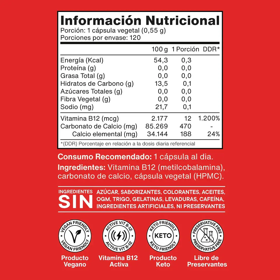 Vitamina B12 Activa 12mcg Vegana - Pack 3x120 Cáps Vegetales 4