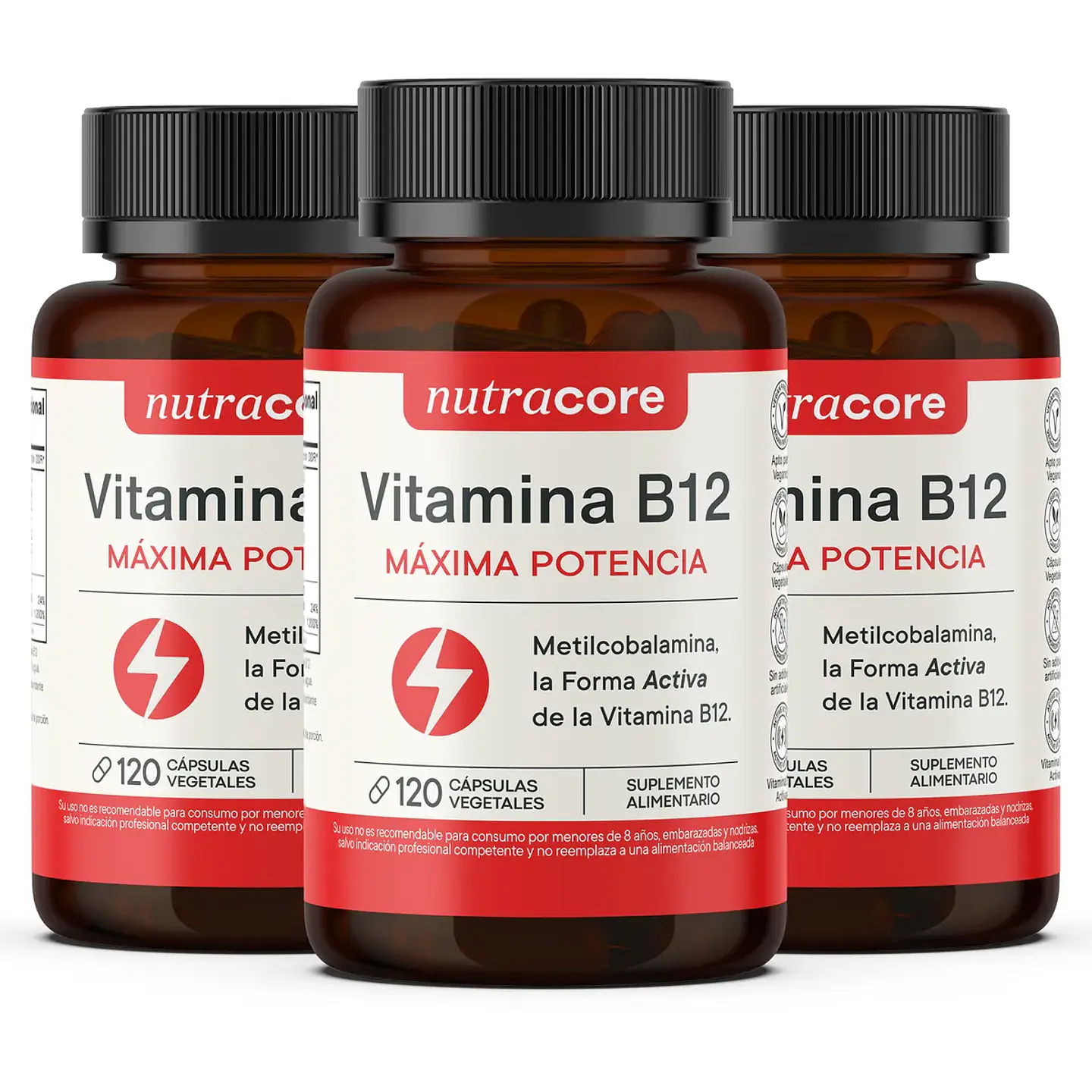 Vitamina B12 Activa 12mcg Vegana - Pack 3x120 Cáps Vegetales 1