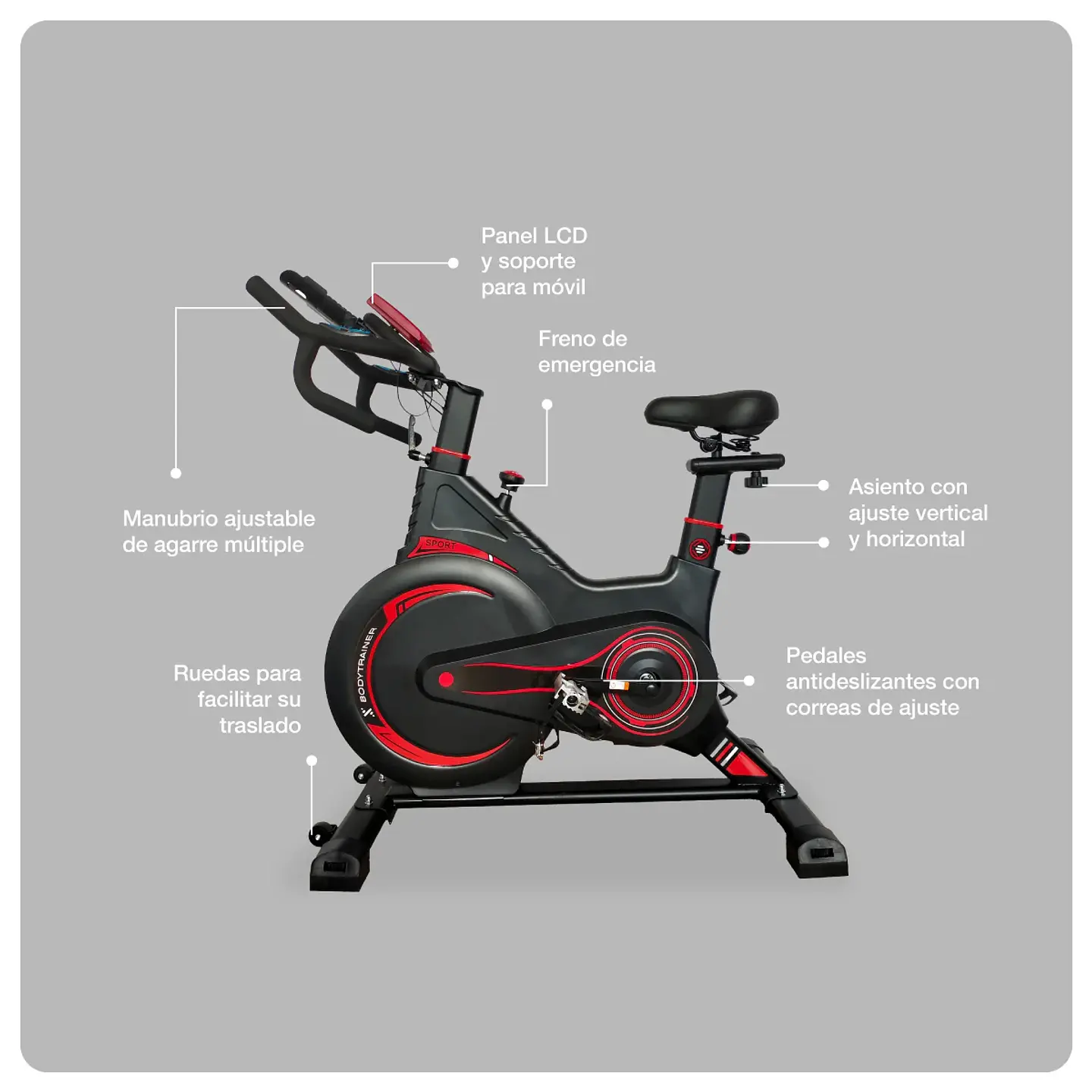 BICICLETA SPINNING MAGNÉTICA 5KG BODYTRAINER MG5 CON SENSOR 5
