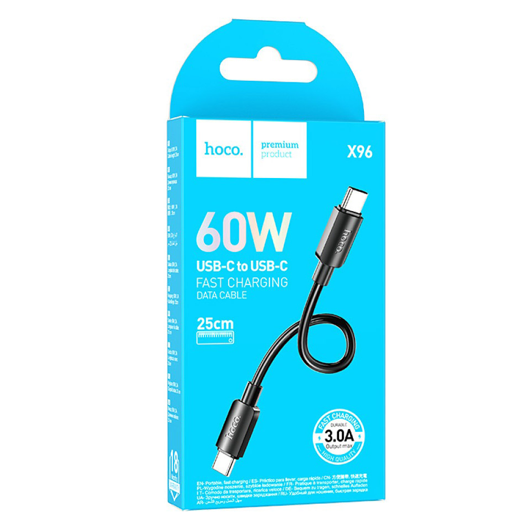 Cable corto 25cm Tipo C a Tipo C 60W negro 3