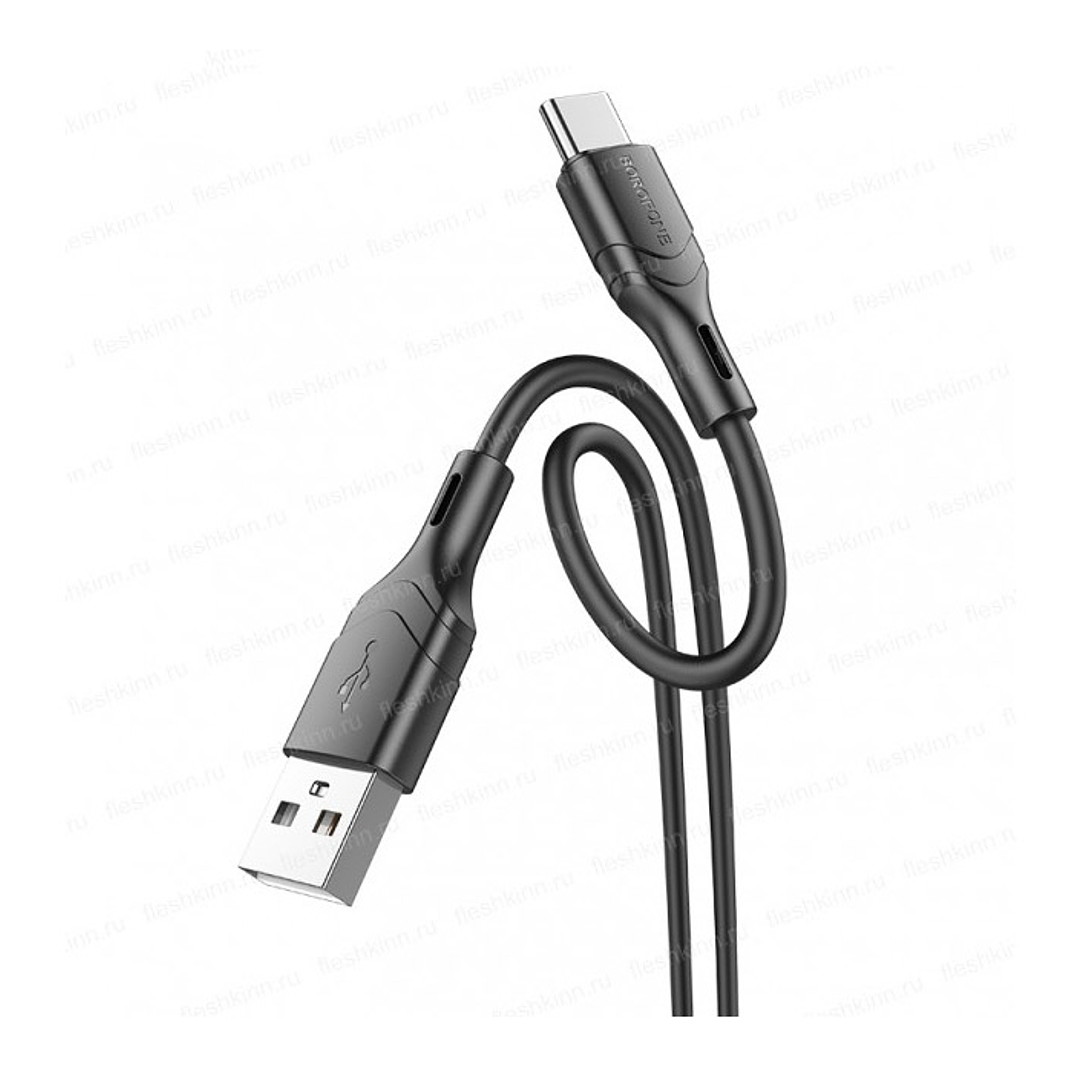 Cable USB a Tipo C Borofone Negro 3A 1 Metro 2