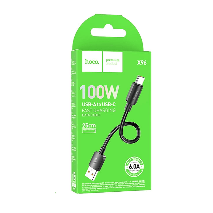 Cable USB a Tipo C Corto carga rápida 100W 25 Cm 3