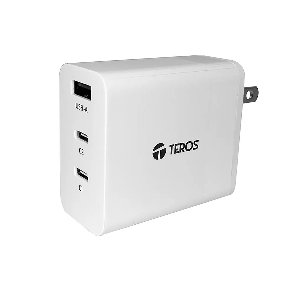 Cargador USB-A USB-C TEROS TE-70207W, GaN, PD 65W, blanco 1