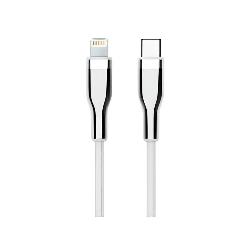 Cable USB TEROS TE-70212W, Tipo C a Lightning, 3A, 20W Máx, blanco y plateado 1