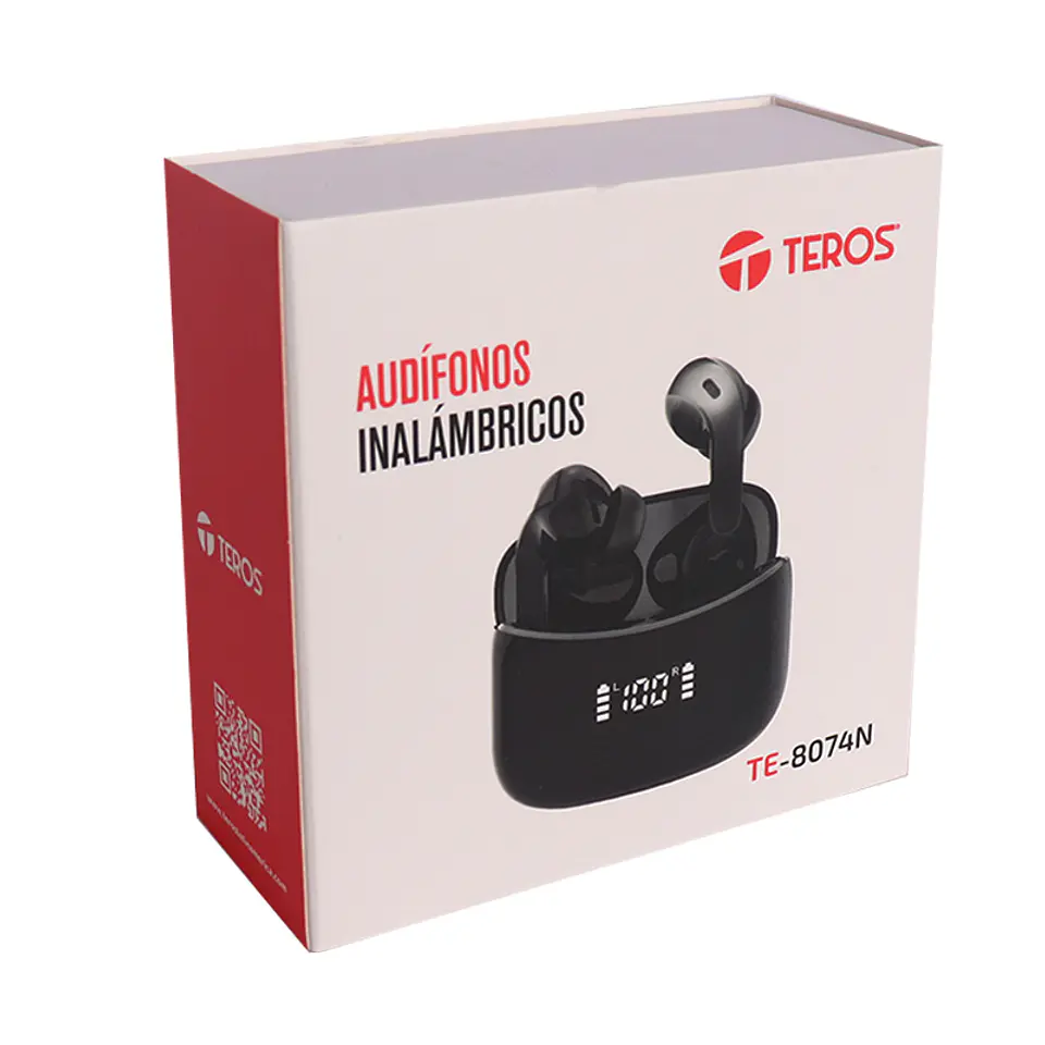 Audífonos TWS TEROS TE-8074N, BT 5.3, USB, Pantalla digital 6