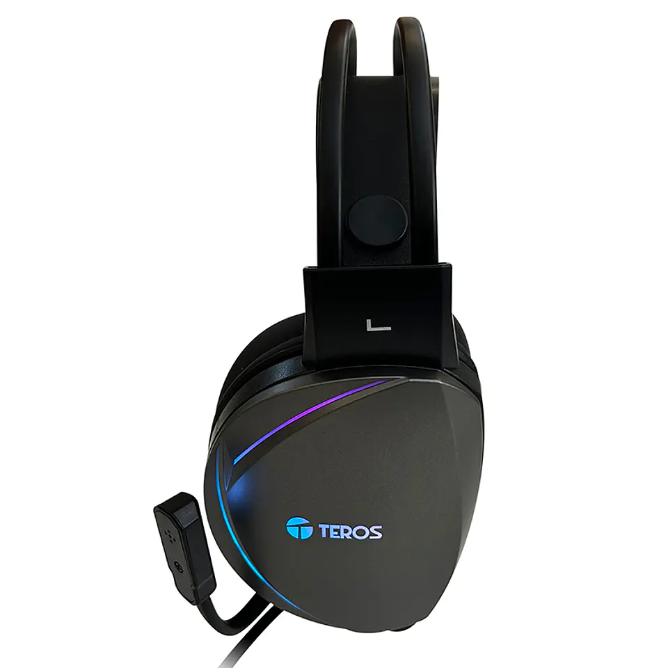 Auriculares Gaming TEROS TE-8170N estéreo 7.1, micrófono, conector USB, Negro, Luces RGB 4