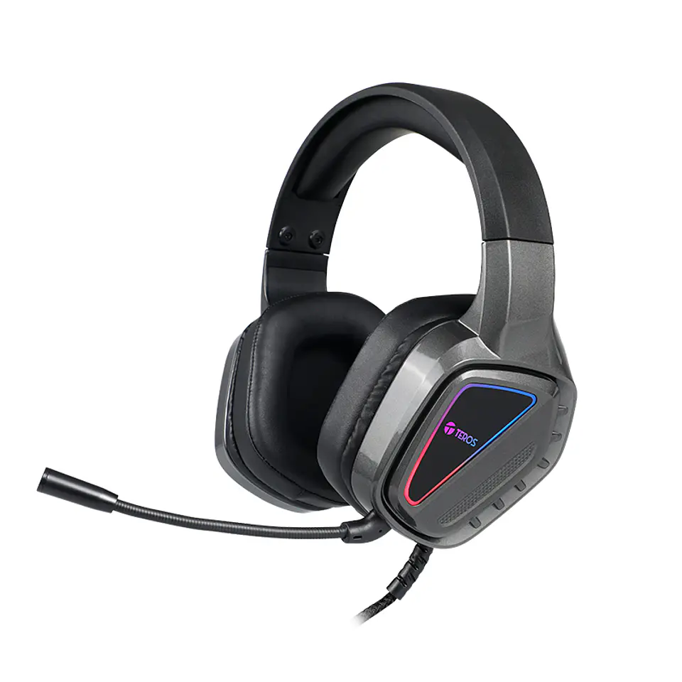 Auriculares gaming TEROS TE-8171N, estéreo, micrófono, luces RGB 2