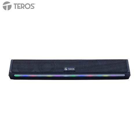 Barra de sonido portátil TEROS Vibe TE-VIB6054BLK, BT 6.0, 20W, USB, Luces LED