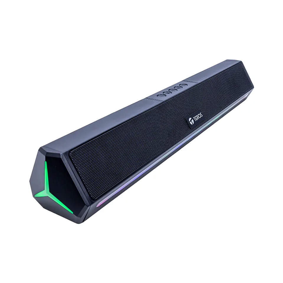 Barra de sonido portátil TEROS Vibe TE-VIB6054BLK, BT 6.0, 20W, USB, Luces LED 6