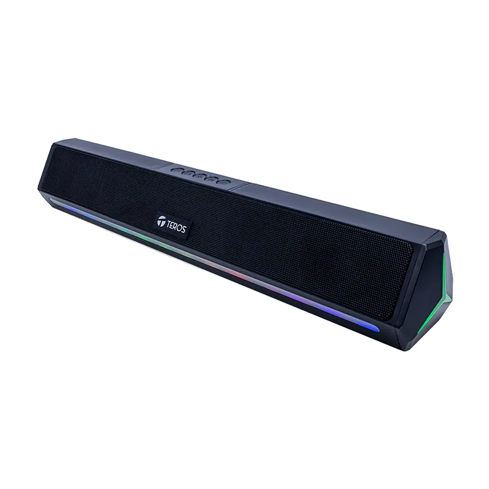 Barra de sonido portátil TEROS Vibe TE-VIB6054BLK, BT 6.0, 20W, USB, Luces LED 7