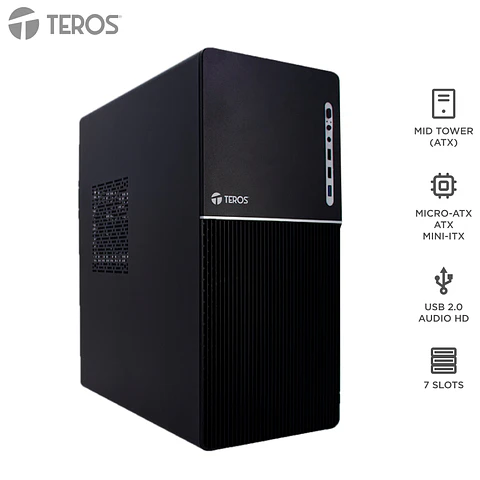 Case con fuente TEROS TE-1037S, Full, E-ATX / ATX / MICRO-ATX / ITX, USB-A, Audio, 250W