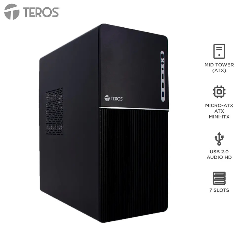 Case con fuente TEROS TE-1037S, Full, E-ATX / ATX / MICRO-ATX / ITX, USB-A, Audio, 250W 1