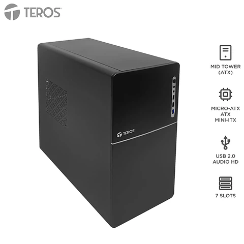 Case con fuente TEROS TE-1038S, Full, E-ATX / ATX / MICRO-ATX / ITX, USB-A, Audio, 250W