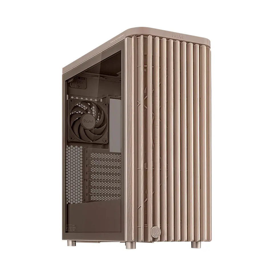 Case ASUS ProArt PA401 Wood Edition Beige - Tempered Glass Panel 1