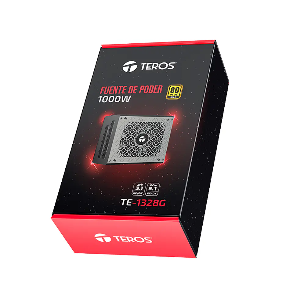 Fuente de Alimentación Gamer Teros TE-1328G, Formato ATX, 1000W 80 Plus Gold 155-240V 8