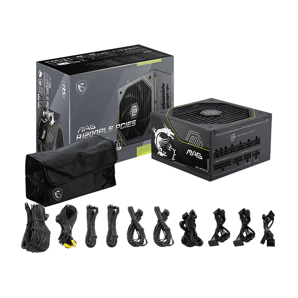 Fuente de alimentación MSI MAG A1200PLS PCIE5, 1200W, 80 PLUS Platinum, Formato ATX. 4