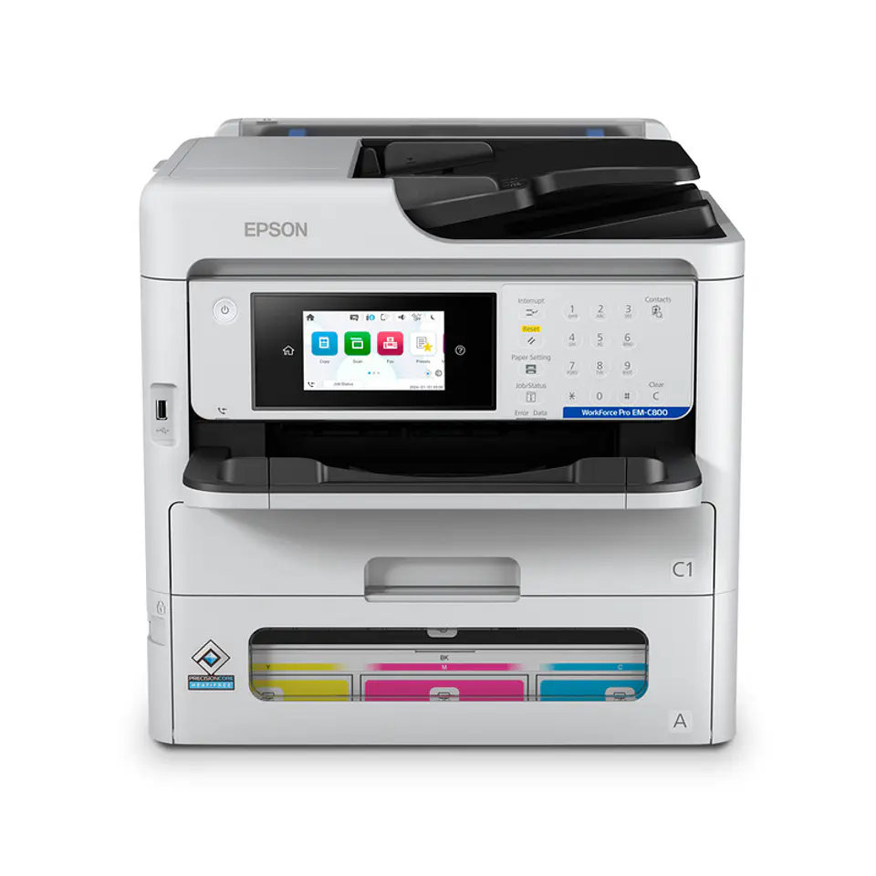 Impresora Epson MFP Color WorkForce Pro EM-C800, Imprime/Escanea/Copia/Fax/USB/WLAN/LAN 1