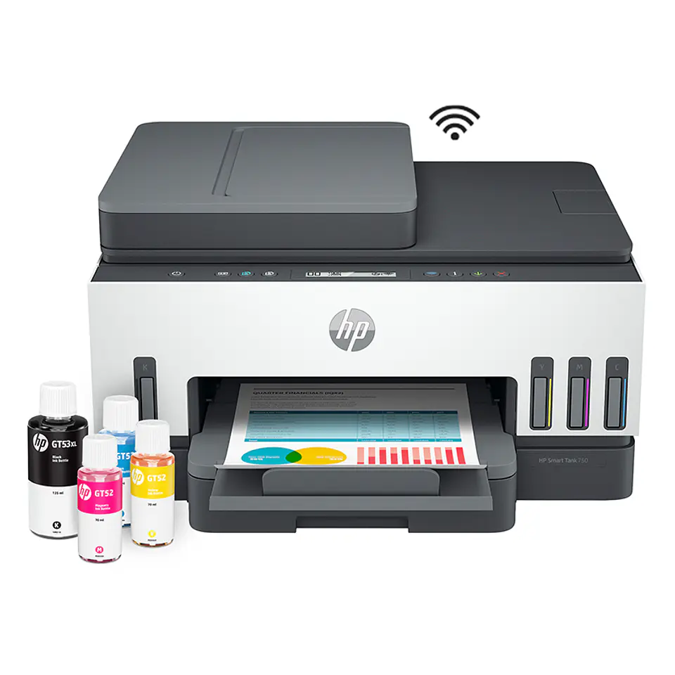 Multifuncional de tinta HP Smart Tank 750, Impresión/Escaneo/Copia/Wi-Fi/Bluetooth LE/LAN 1