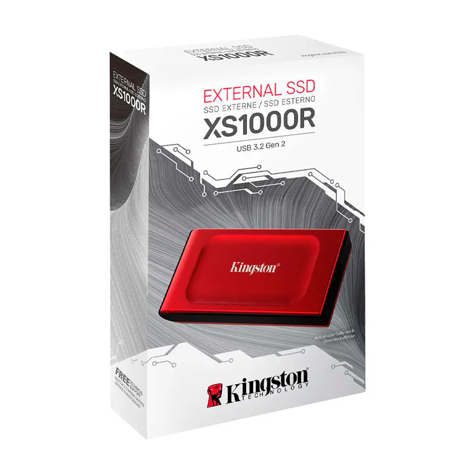 Unidad en estado sólido externa Kingston XS1000, 1TB, USB 3.2 Gen 2 Tipo-C, Color Rojo 3