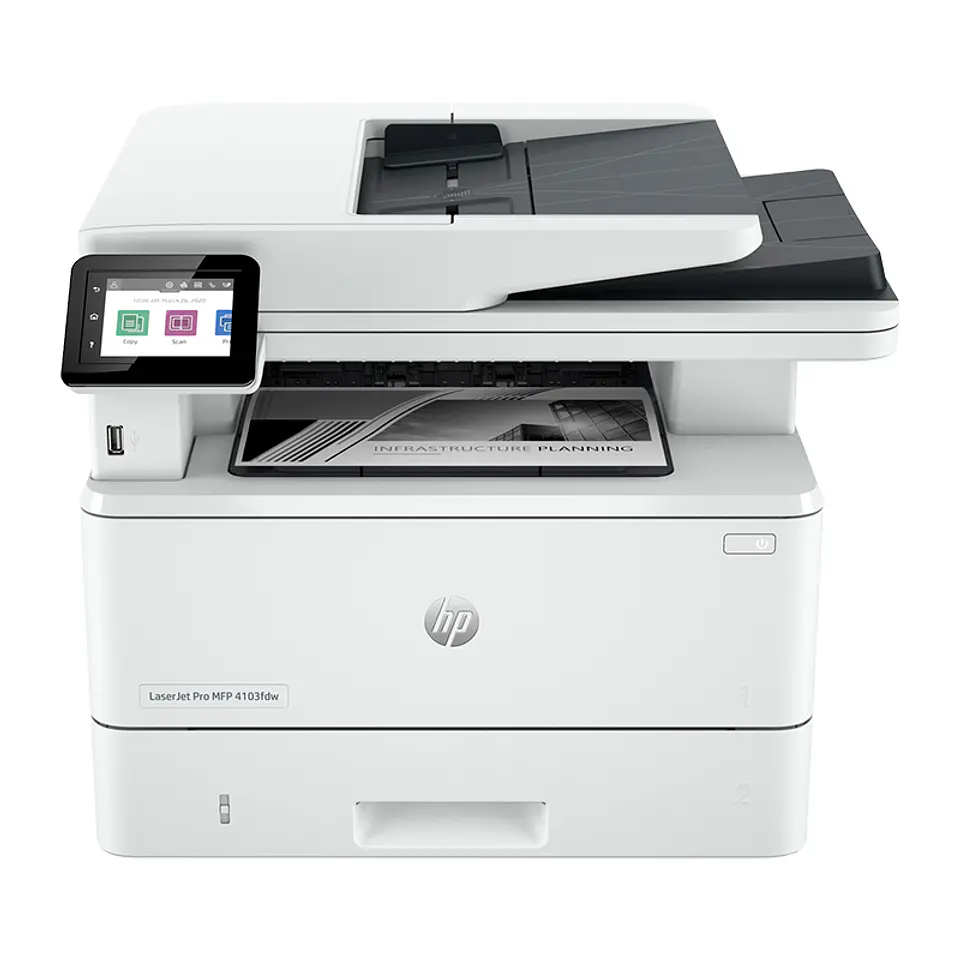 Impresora Monocromatica HP LaserJet Pro MFP 4103fdw, Imprime/Copia/Escanea/Fax/USB 2.0 1