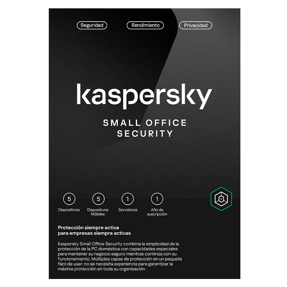 Software Kaspersky Small Office Security, para 5 PCs+1 Serv, Lic 1 año, Producto Virtual. 1
