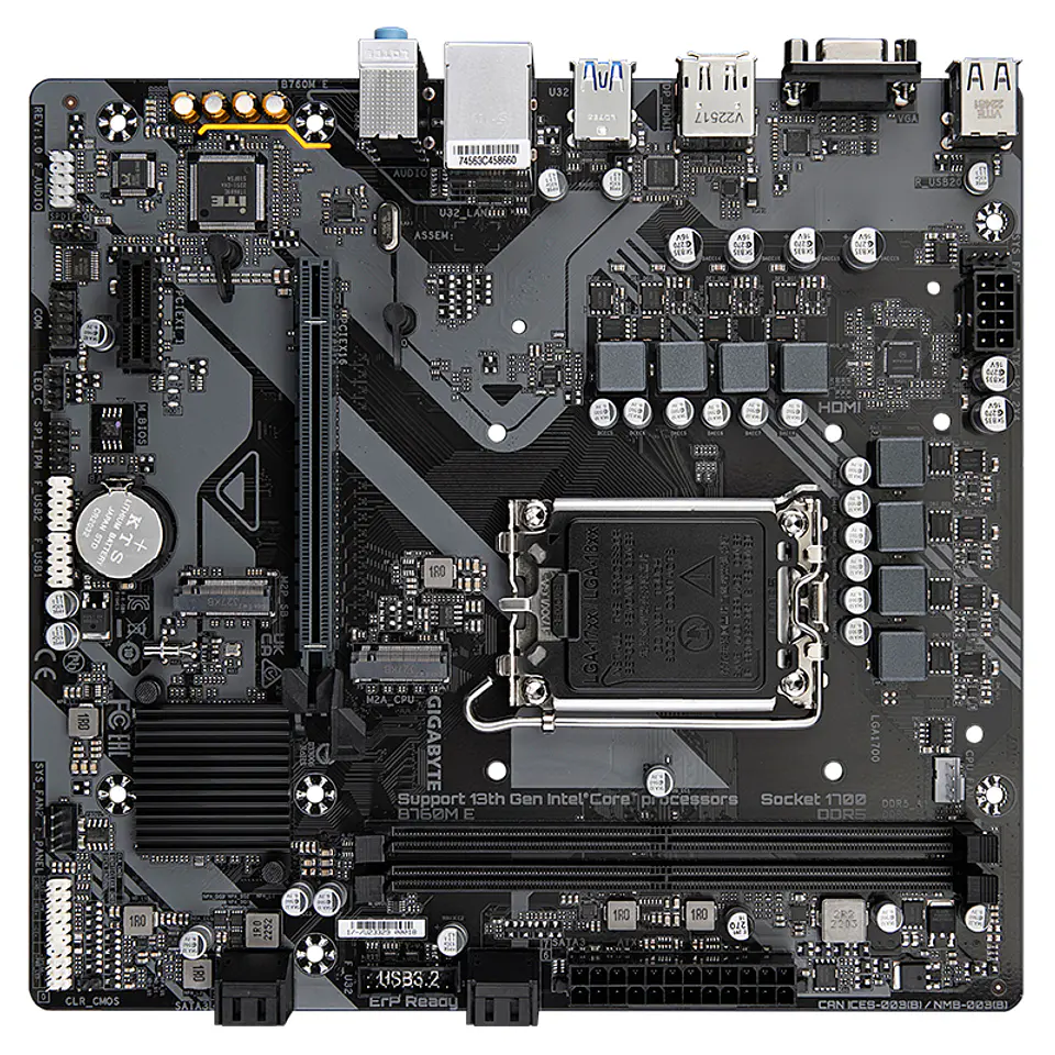Motherboard Gigabyte B760M E (rev. 1.0) Chipset Intel B760, LGA1700, Micro ATX 1