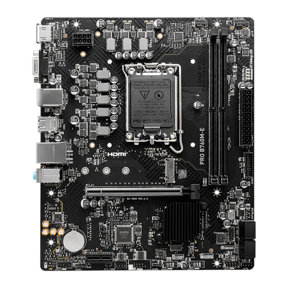 Motherboard MSI PRO B760M-E, Chipset Intel B760, LGA1700, HDMI, VGA, mATX 1