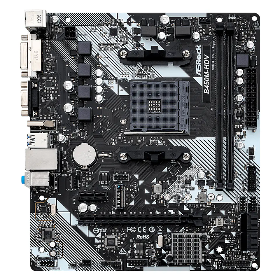 Motherboard ASROCK B450M-HDV R4.0, Chipset AMD B450, Socket AMD AM4, mATX 1