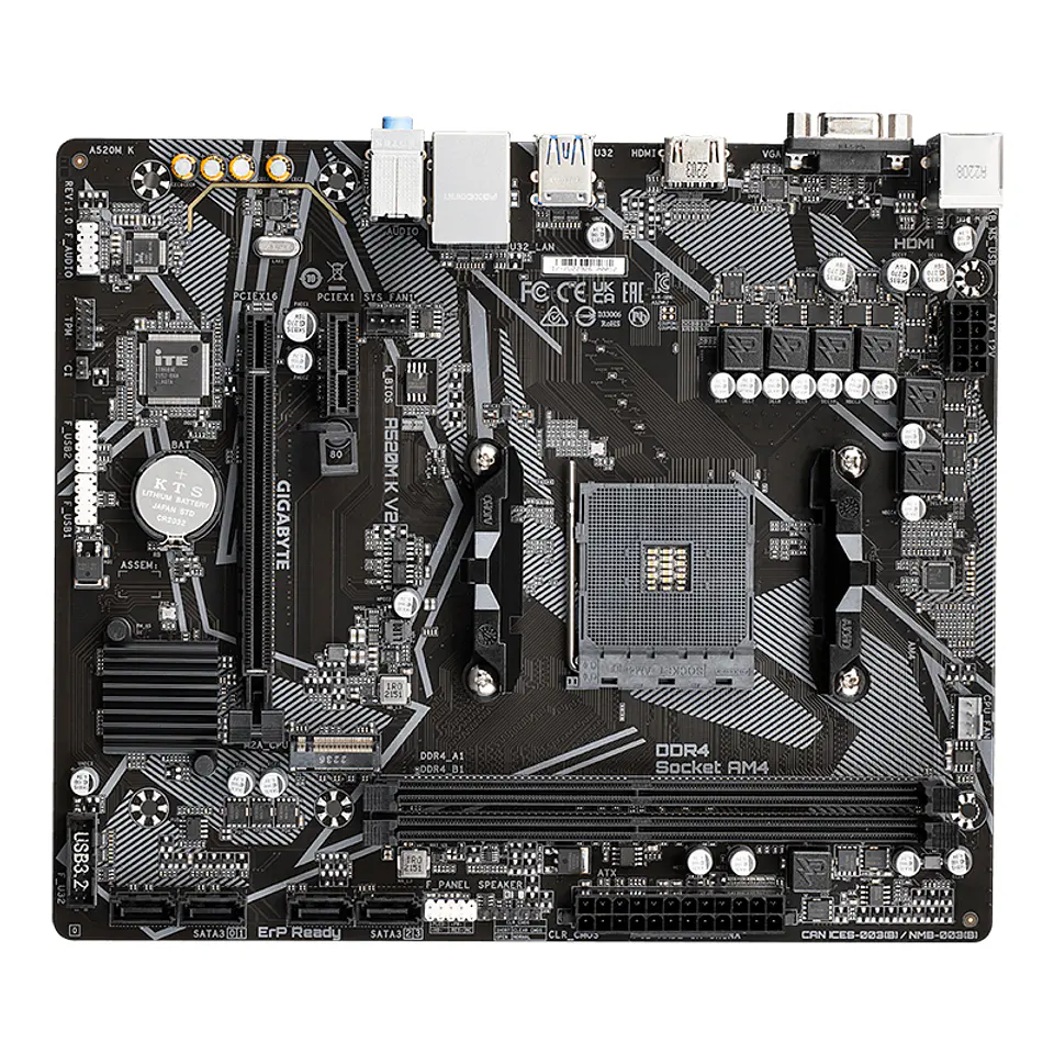 Motherboard Gigabyte A520M K V2 (rev. 1.0) Chipset AMD A520, Socket AM4, Micro ATX 1