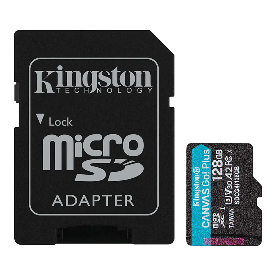 Memoria Flash microSD Kingston Canvas Go! Plus, 128GB, con adaptador SD 1