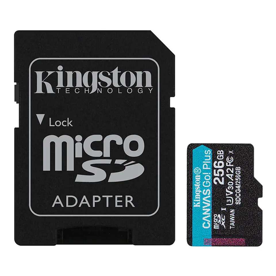 Memoria Flash microSD Kingston Canvas Go! Plus, 256GB, con adaptador SD 1