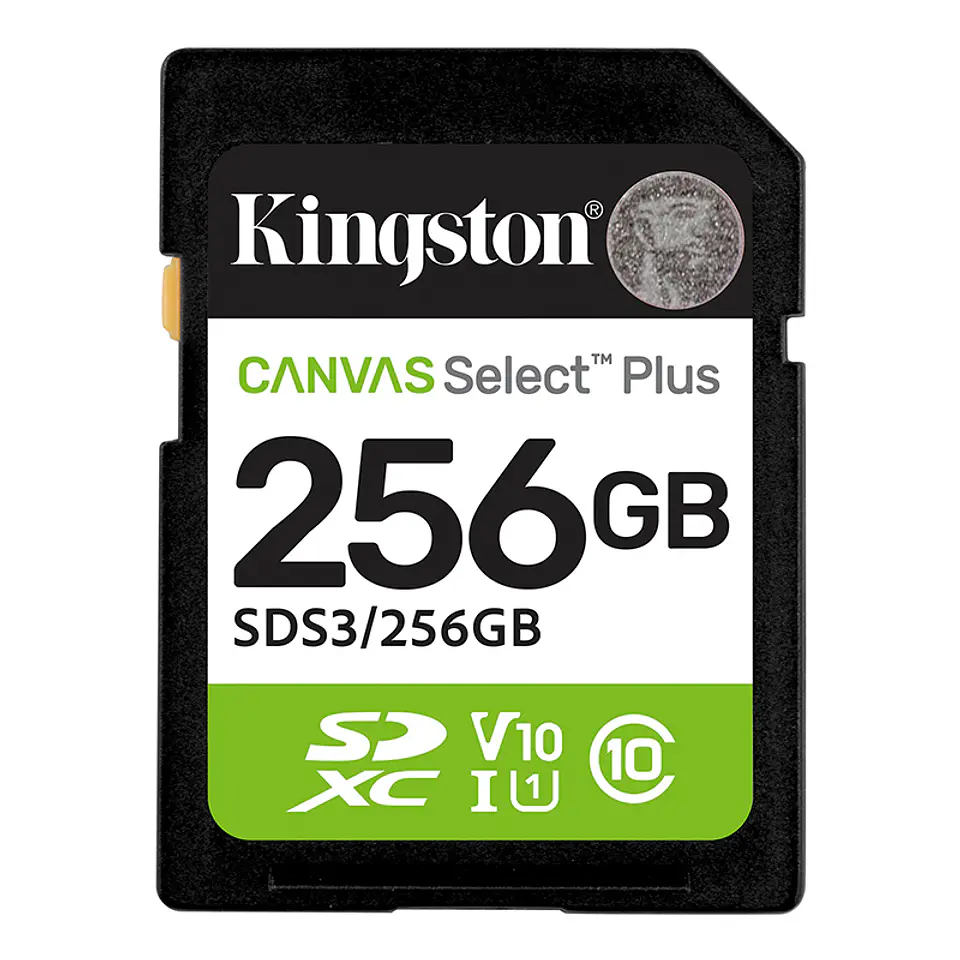 Memoria Card SD Kingston SD Canvas Select Plus 256GB, categoría de velocidad: UHS-I/U1/V10 1