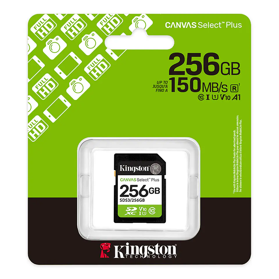 Memoria Card SD Kingston SD Canvas Select Plus 256GB, categoría de velocidad: UHS-I/U1/V10 3