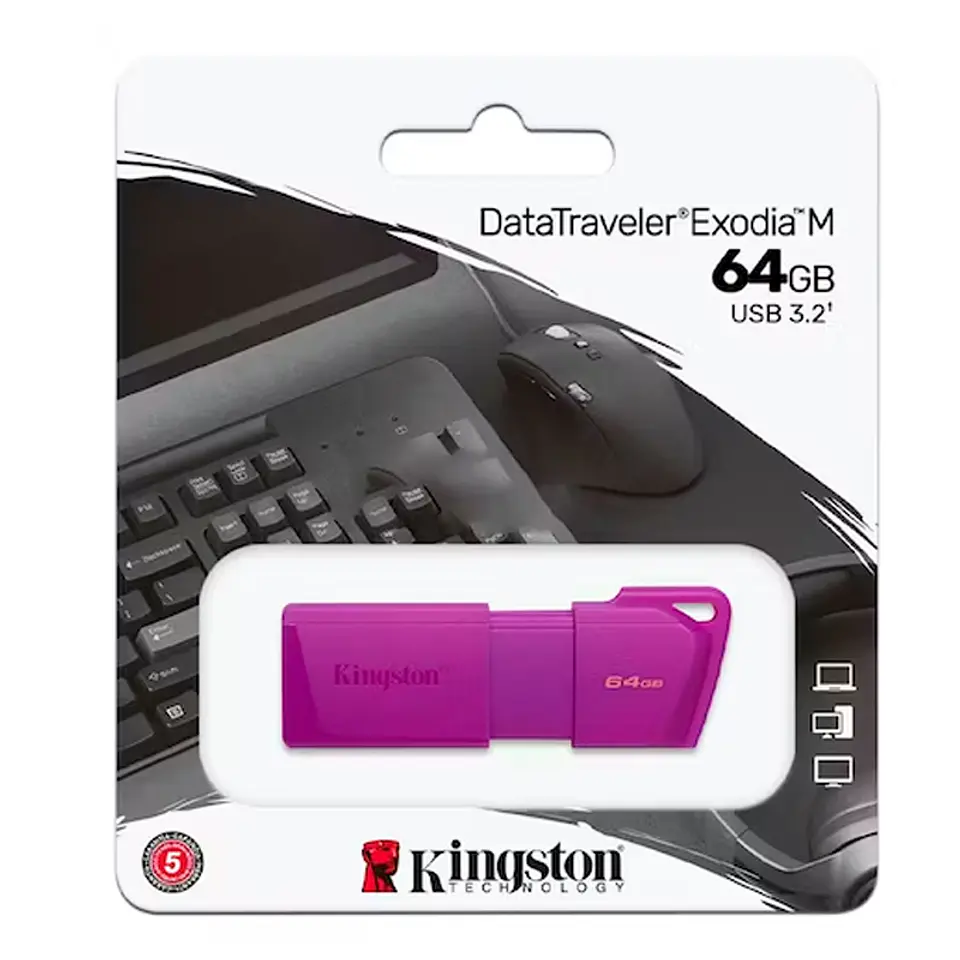 Memoria Flash USB DataTraveler Exodia M, 64GB, USB 3.2 Gen 1 (Tipo-A) Neon Purple (Morado) 1
