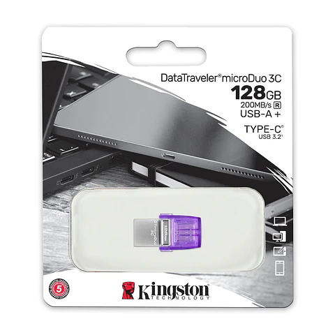 Memoria Flash USB Kingston 128GB DataTraveler microDuo 3C 200MB/s dual USB-A + USB-C