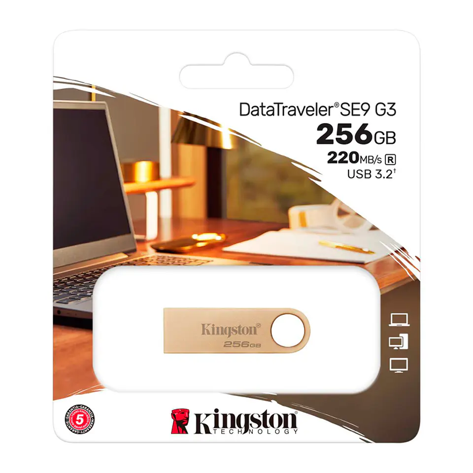 Memoria Flash USB Kingston DataTraveler SE9 G3, 256GB, USB 3.2 Gen 1 (Tipo-A) 1