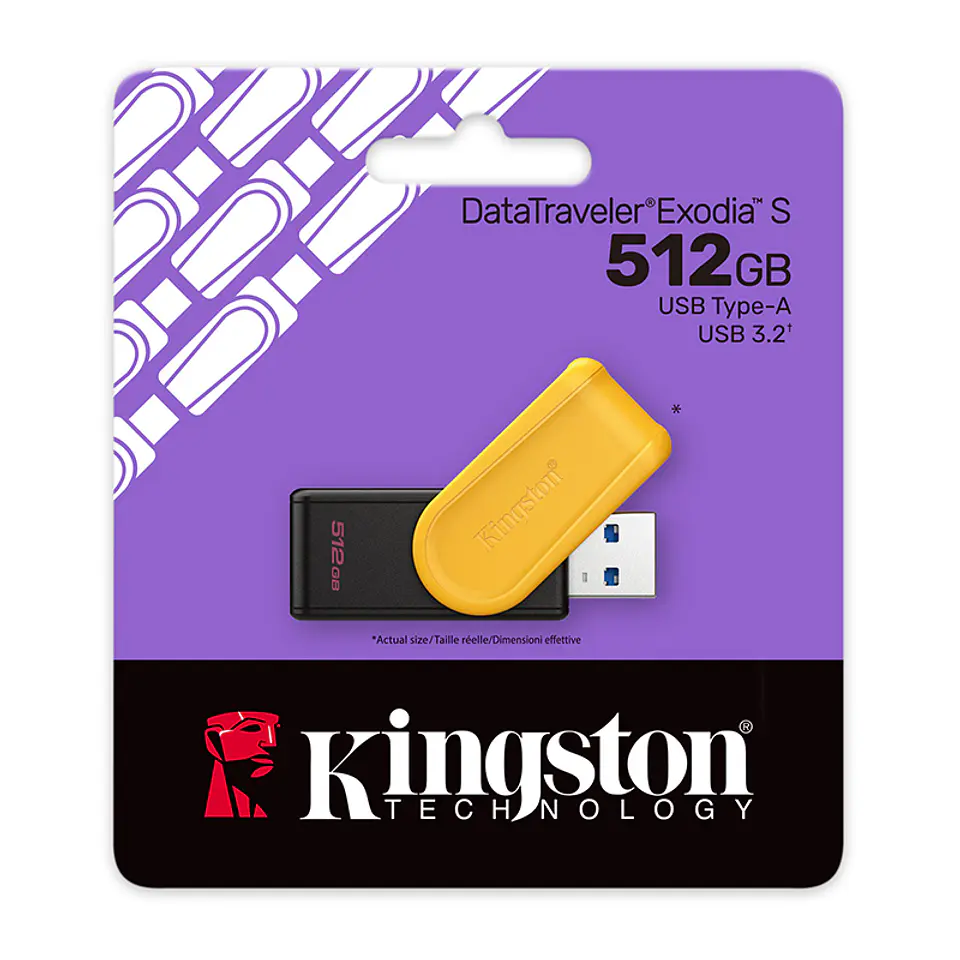 Memoria Flash USB Kingston DataTraveler Exodia S, 512GB, interfaz: USB 3.2 Gen 1, Amarillo 3