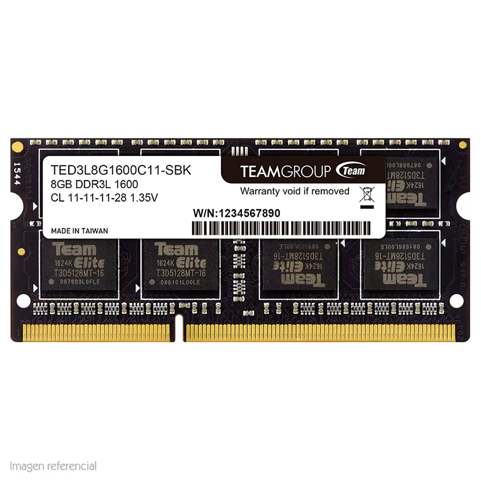 Memoria TeamGroup, 8GB, DDR3L, SODIMM, 1600MHz, CL11-11-11-28, 1.35V 1