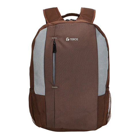 Mochila TEROS TE-9040BR, para laptops de hasta 15.6", color marrón con gris