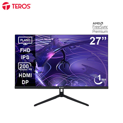 Monitor plano gaming TEROS TE-2786G, 27" FHD IPS, 200Hz, 1ms, HDMI, DP, Audio out