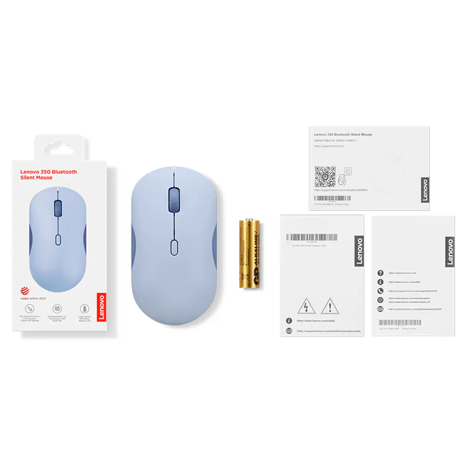 Mouse Lenovo 350 silencioso, Interfaz Bluetooth, Color Uva Meta , sin batería 5