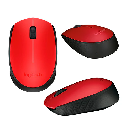 Mouse óptico inalámbrico Logitech M170, ambidiestro, receptor USB, 2.4 GHz, Rojo.