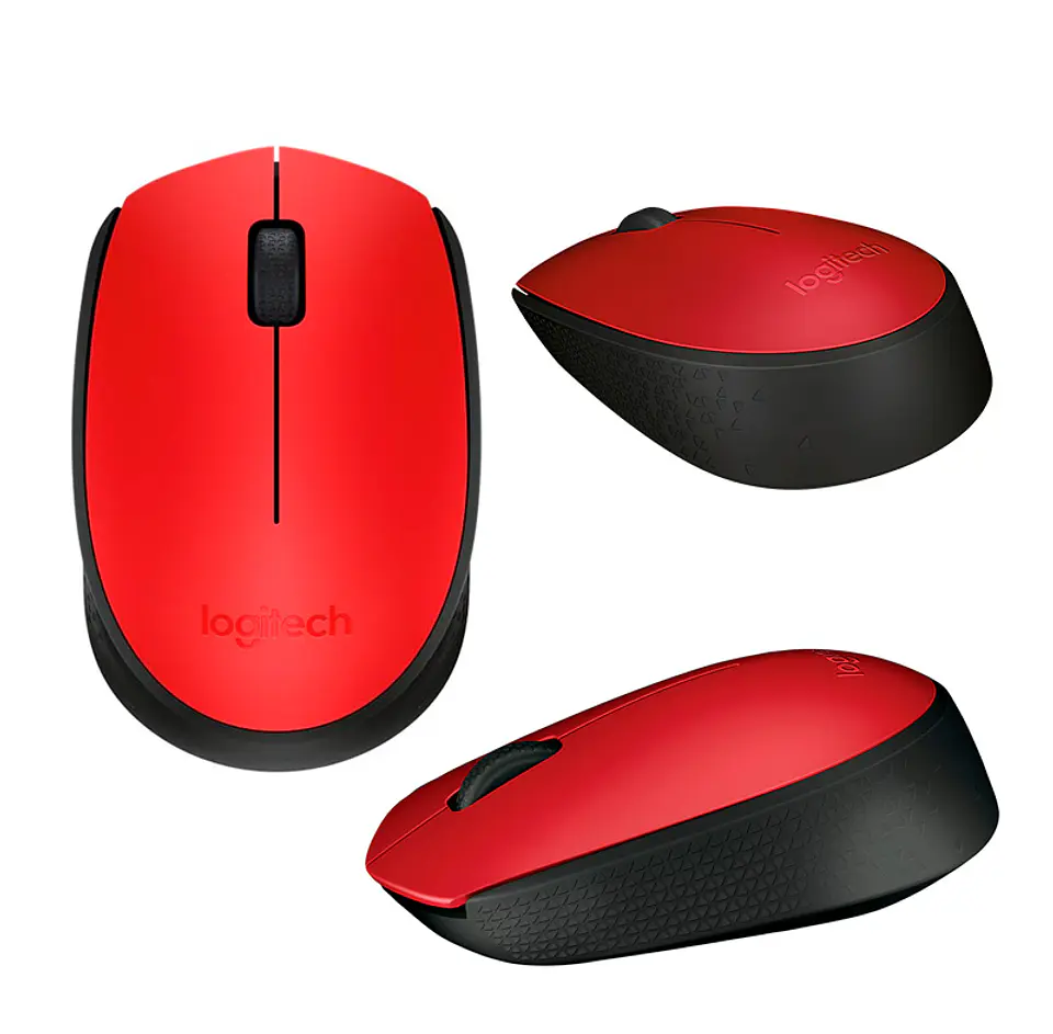 Mouse óptico inalámbrico Logitech M170, ambidiestro, receptor USB, 2.4 GHz, Rojo. 1