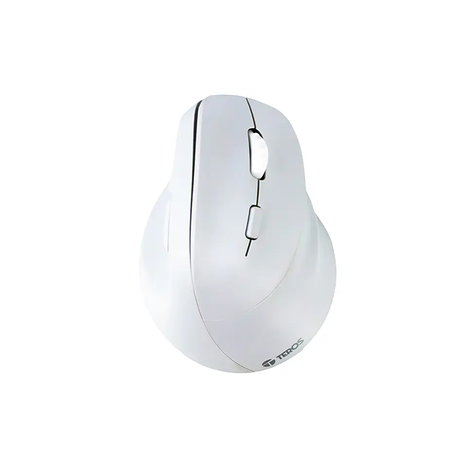 Mouse inalámbrico TEROS TE-1236S, RGB, Blanco, 6 botones con rueda 3