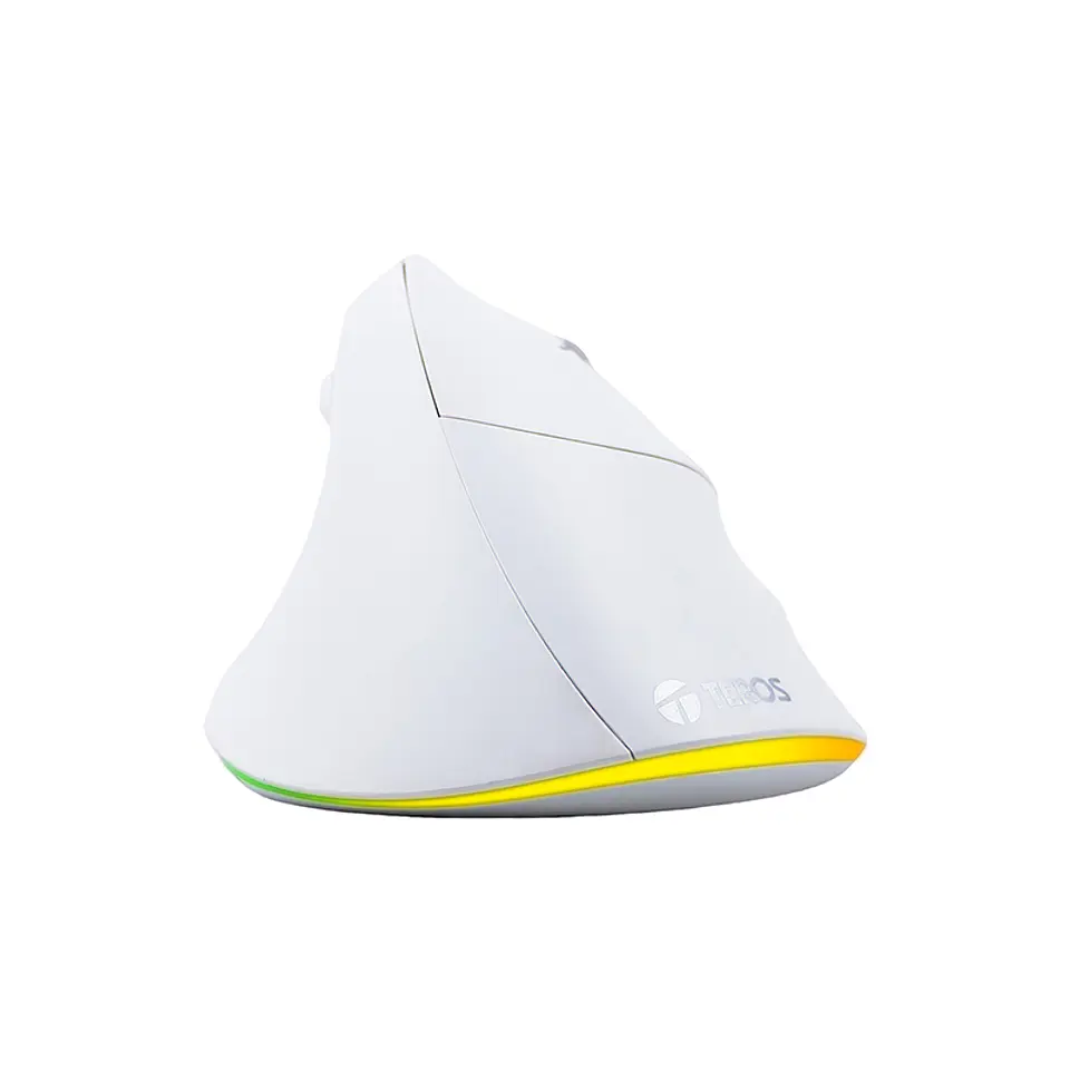Mouse inalámbrico TEROS TE-1236S, RGB, Blanco, 6 botones con rueda 7