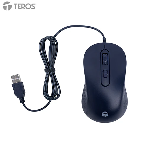 Mouse óptico TEROS TE-1243S, 2000 DPI, USB, 4 botones, azul