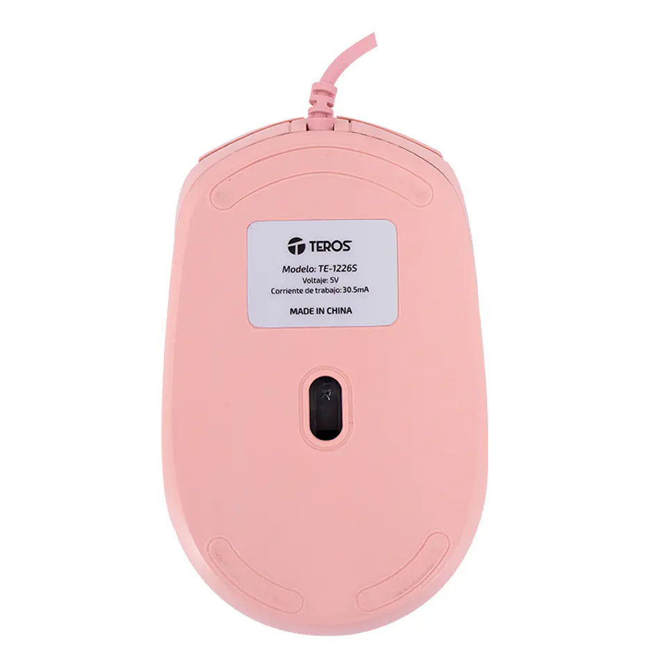 Mouse Óptico Teros TE-1226S, 800-1200-1600 DPI, USB, 4 Botones, Color Rosado 4